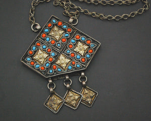 Uzbek Gilded Box Necklace with Dangles