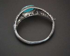 Gorgeous Turquoise and Marcasite Hinged Bracelet