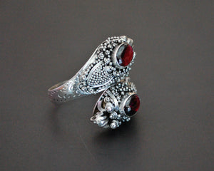 Double Dragon Garnet Ring from Bali - Size 7 / Adjustable