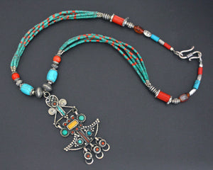 Vintage Nepali Turquoise Coral Necklace