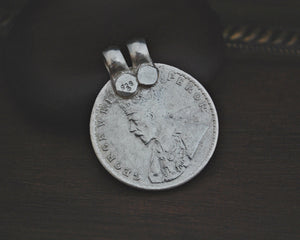 Antique Indian One Rupee Coin Pendant
