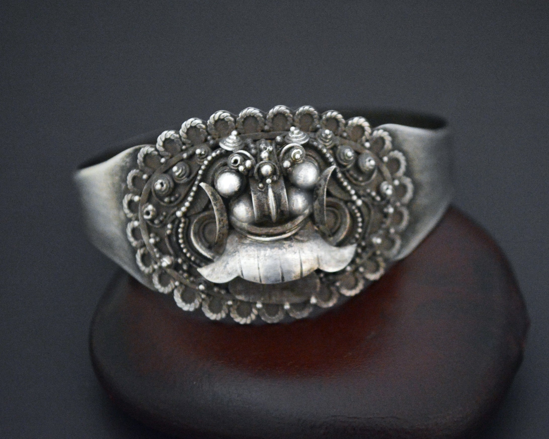 Old Silver Barong Cuff Bracelet from Bali