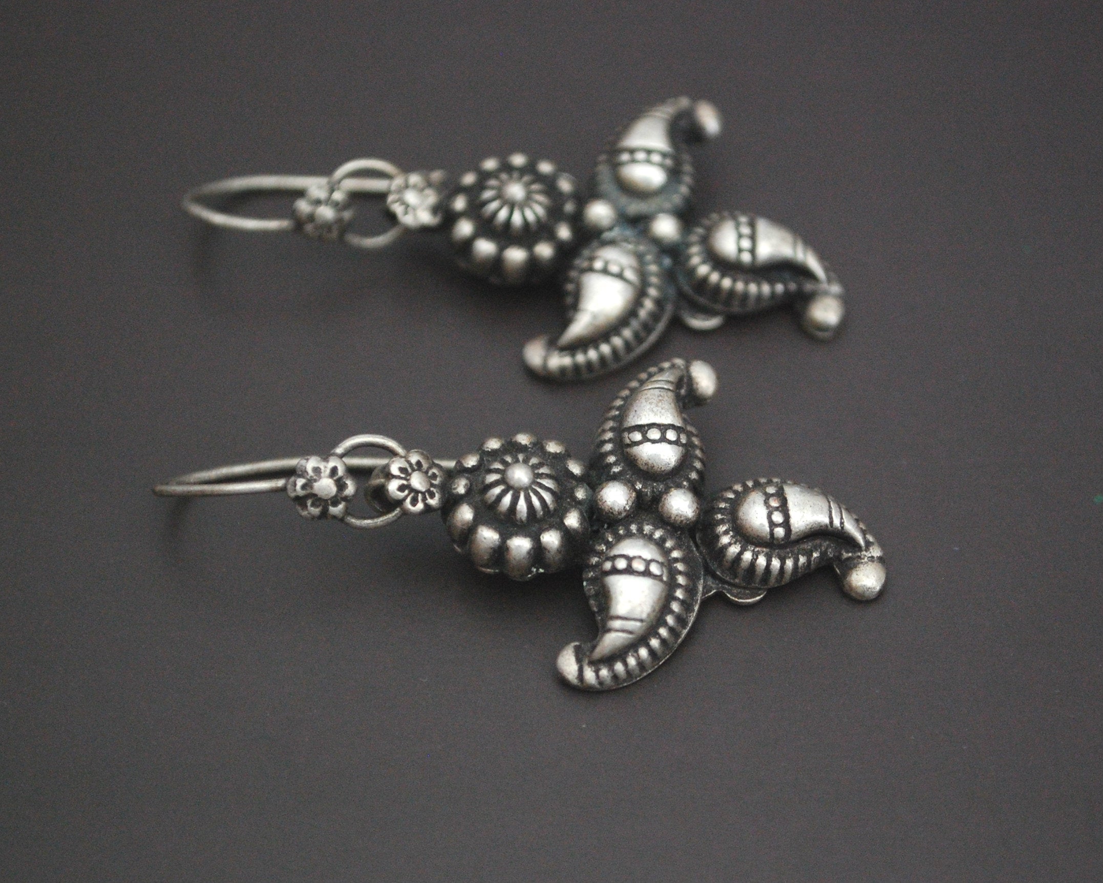 Rajasthani Silver Paisley Earrings