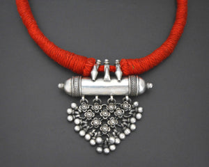 Rajasthani Silver Taviz Cotton Necklace