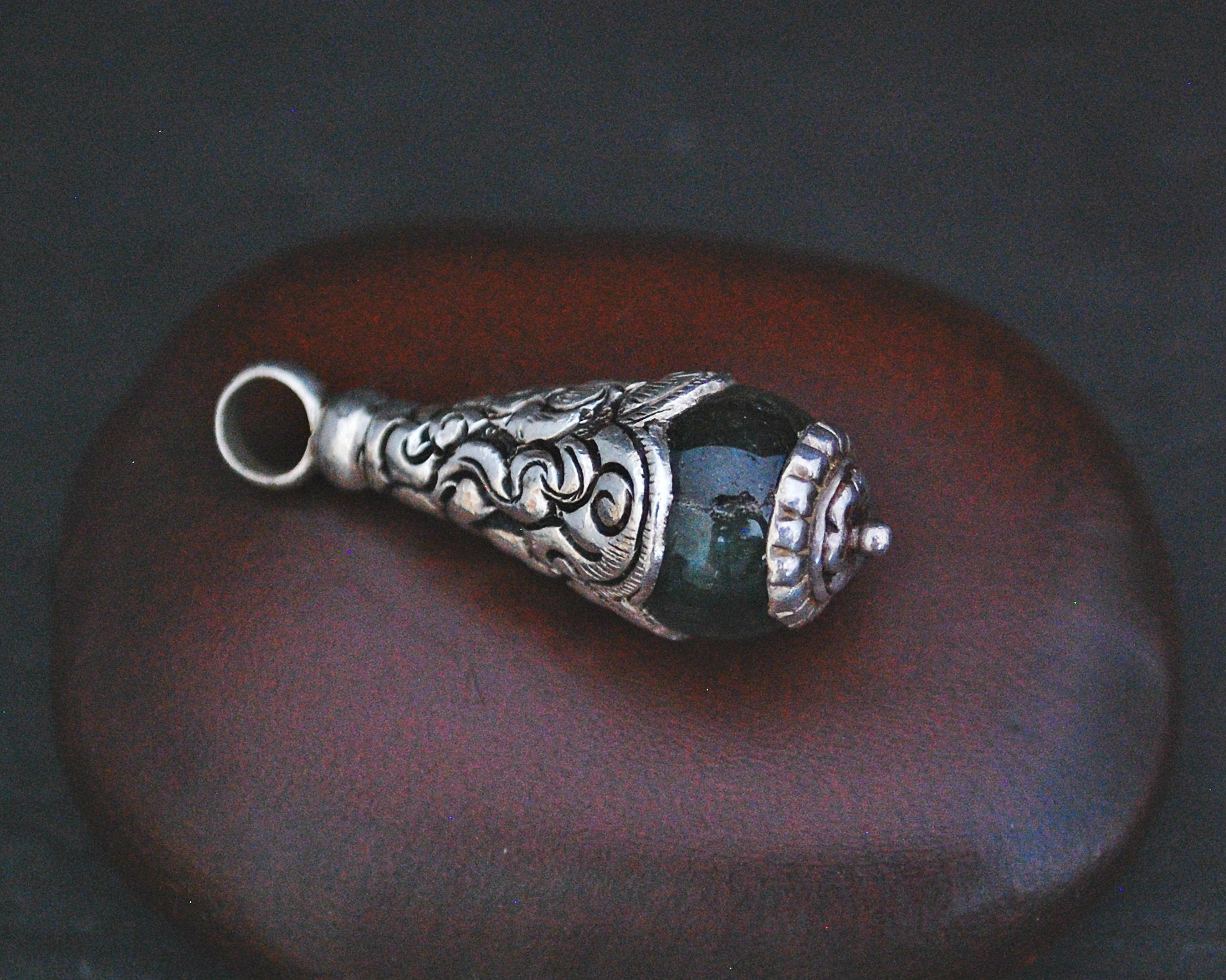 Nepali Jade Pendant with Repoussee