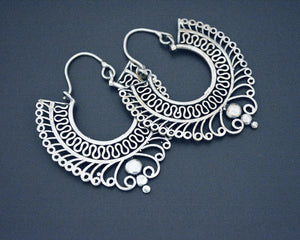 Filigree Silver Hoop Earrings