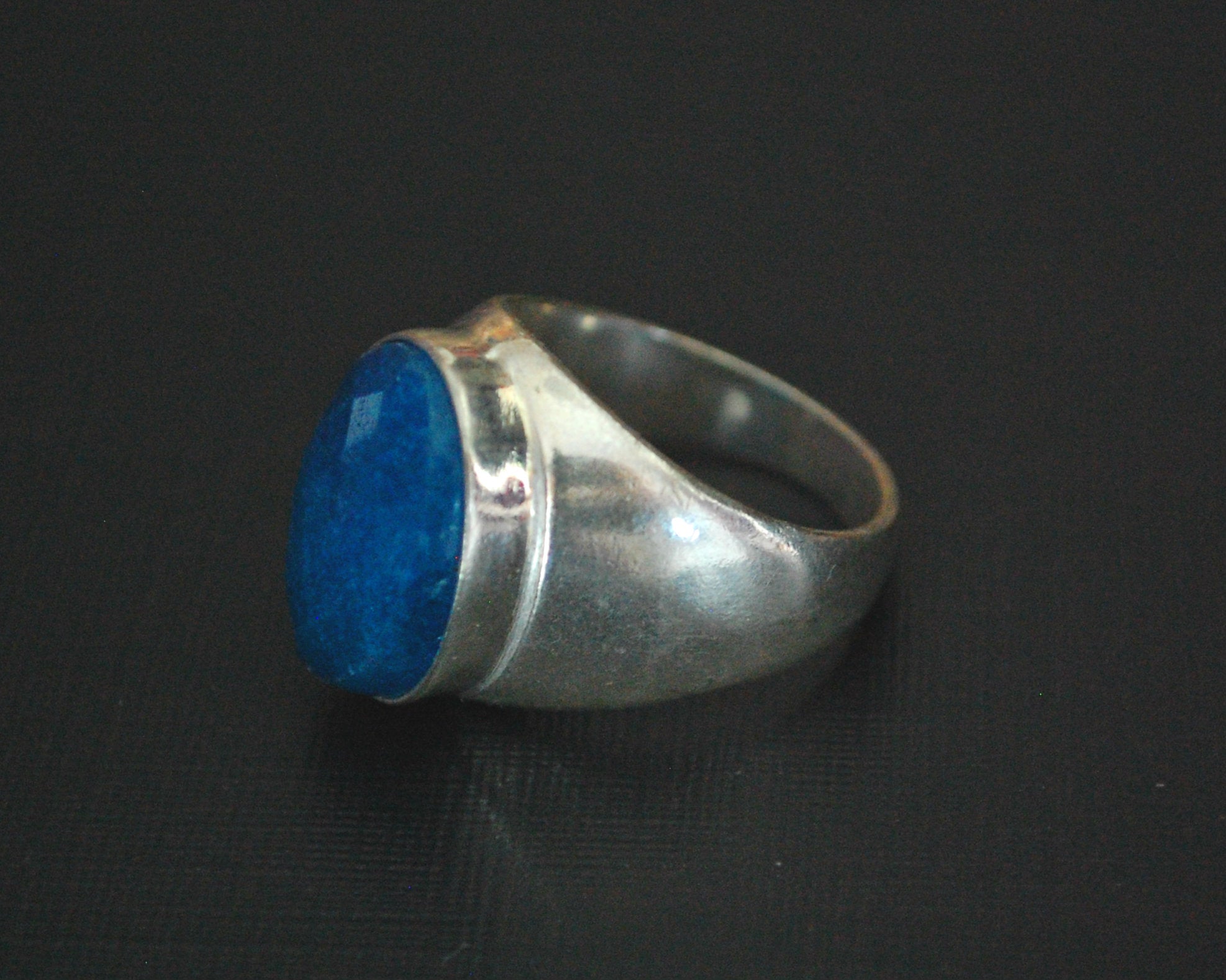 Ethnic Blue Jade Ring - Size 7.5