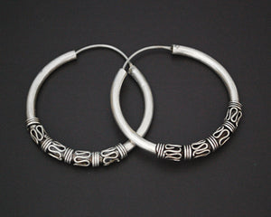 Large Ethnic Bali Hoop Earrings with Wire Work