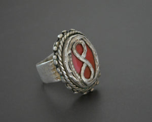 Old Turkmen Silver Ring - Size 7.5
