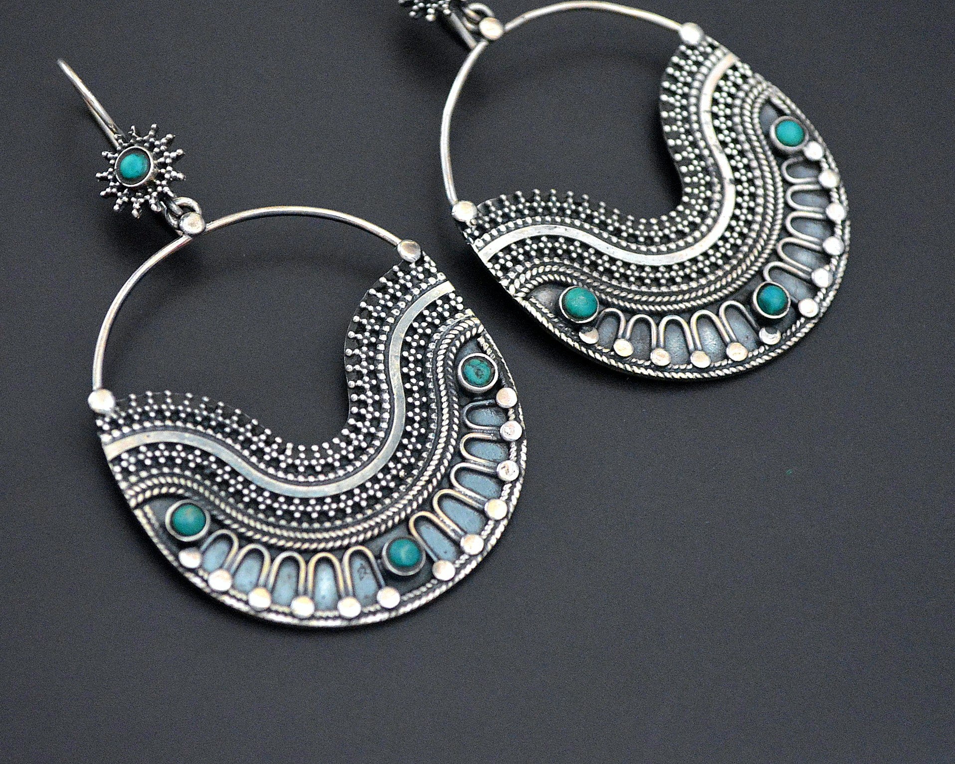 Ethnic Turquoise Earrings from India