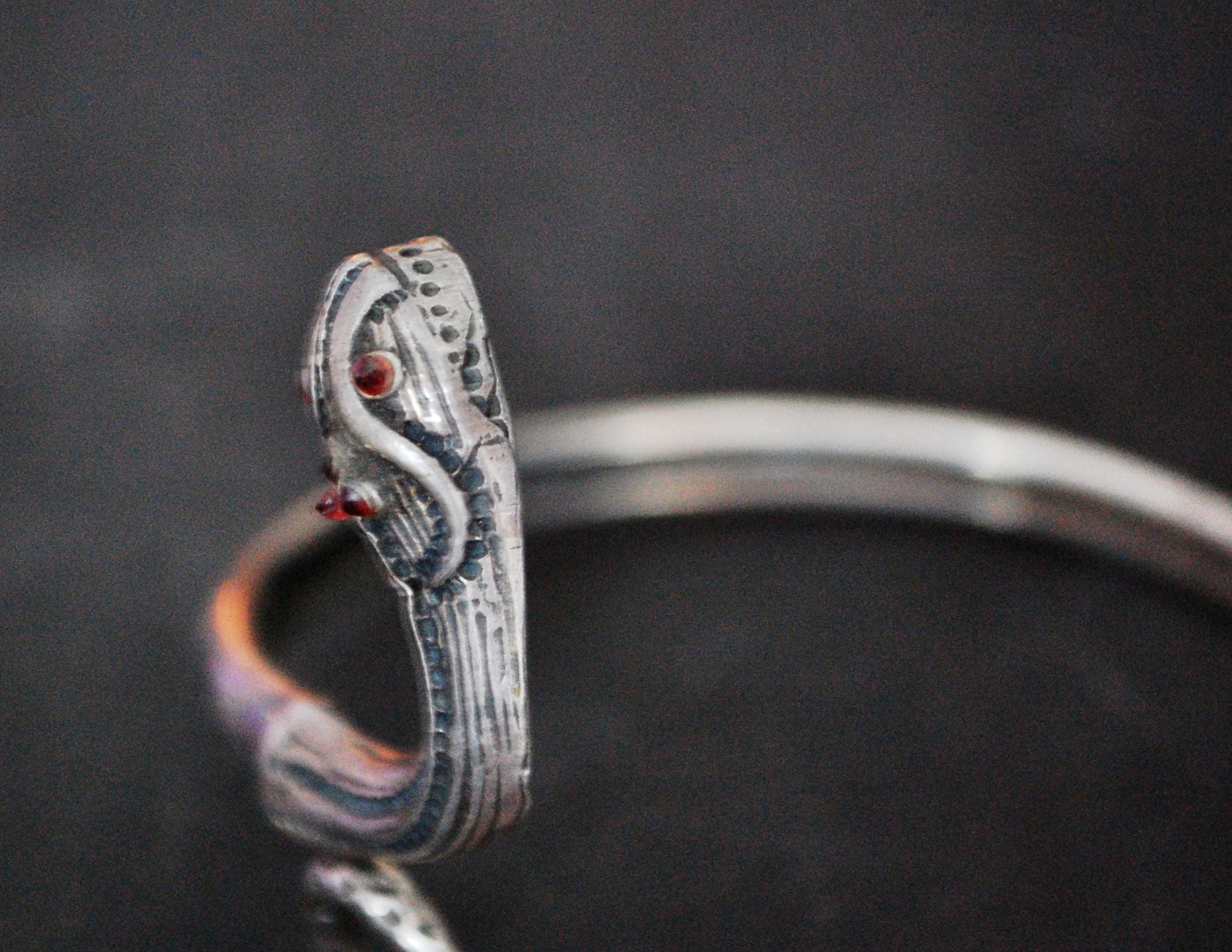 Vintage Snake Bracelet with Garnets