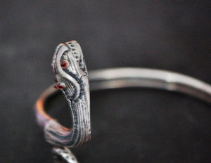 Vintage Snake Bracelet with Garnets