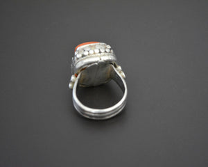 Old Tibetan Coral Ring - Size 7
