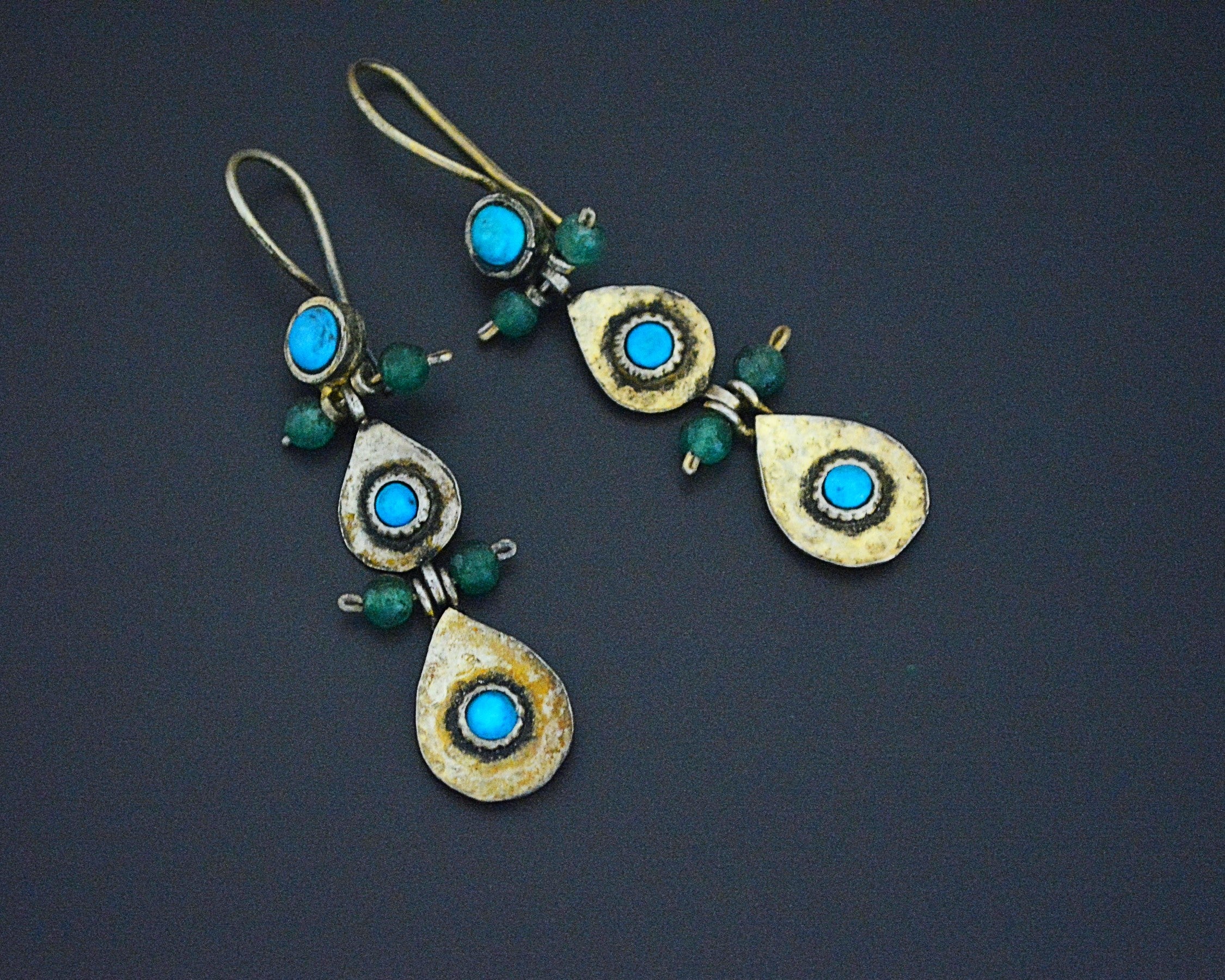 Gilded Uzbek Turquoise Earrings