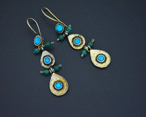 Gilded Uzbek Turquoise Earrings