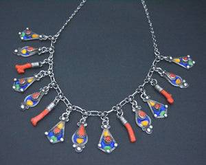 Berber Kabyle Coral Enamel Necklace