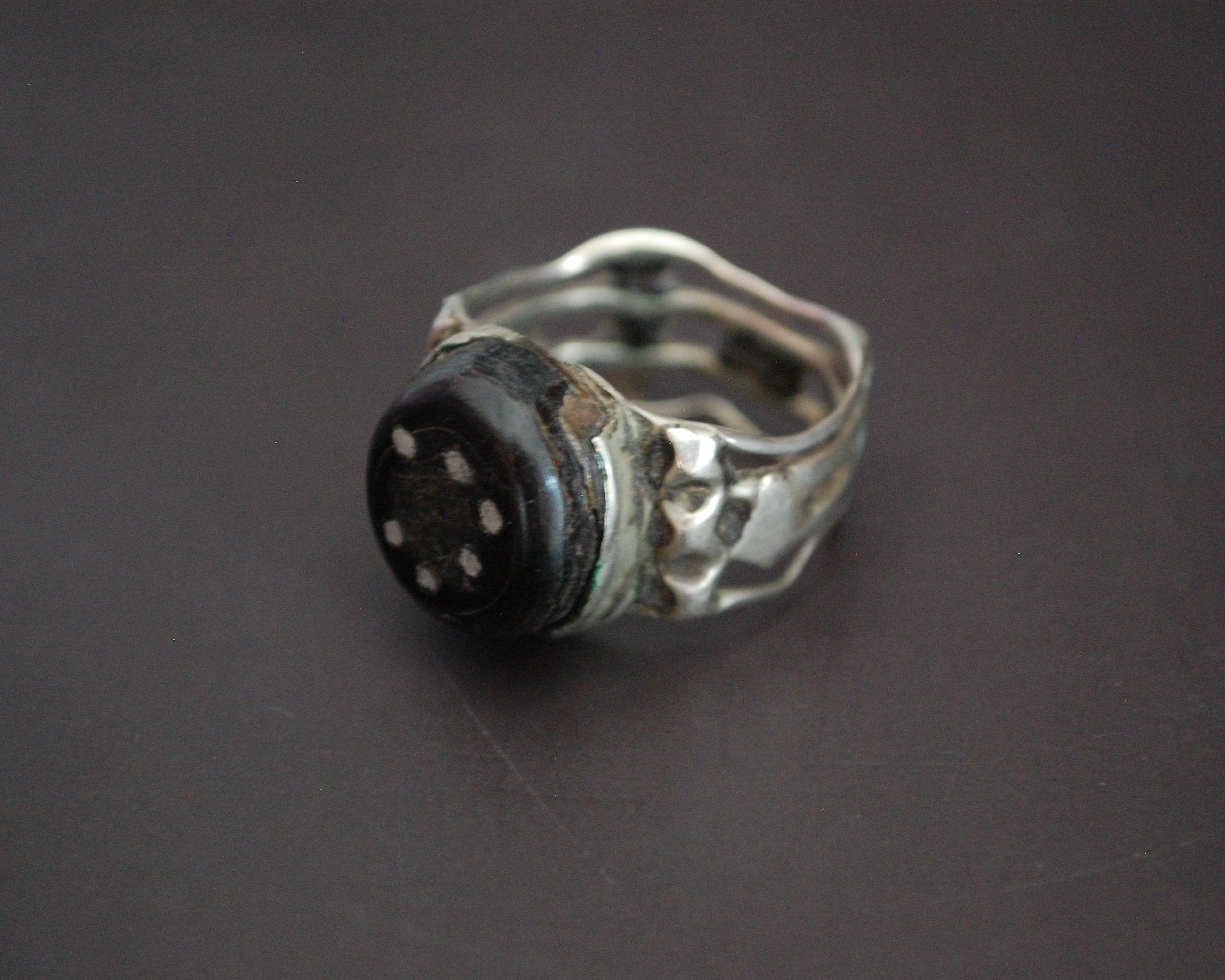 Yemeni Bedouin Black Coral Ring - Size 8