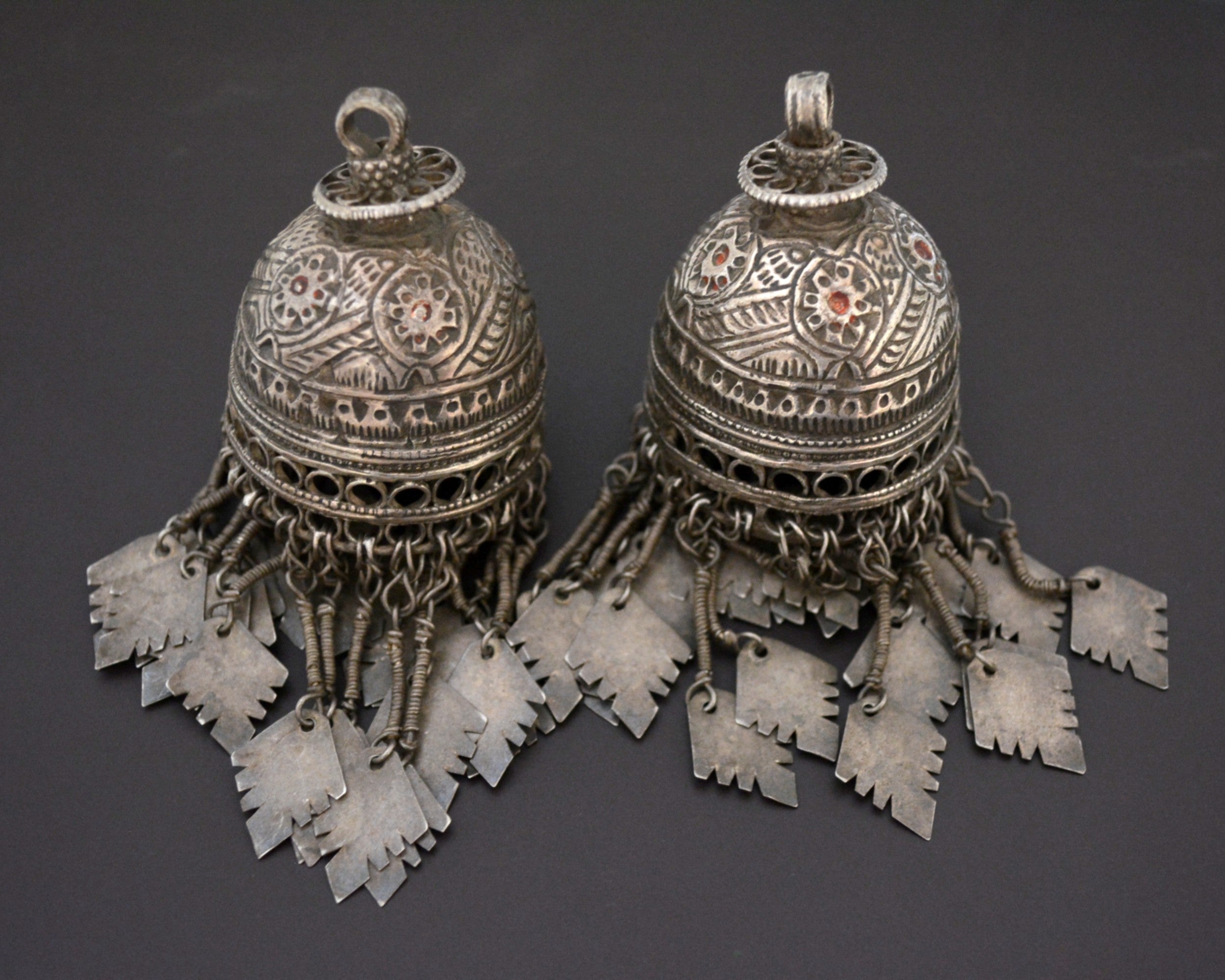 Large Uzbek Enamel Tassel Pendant