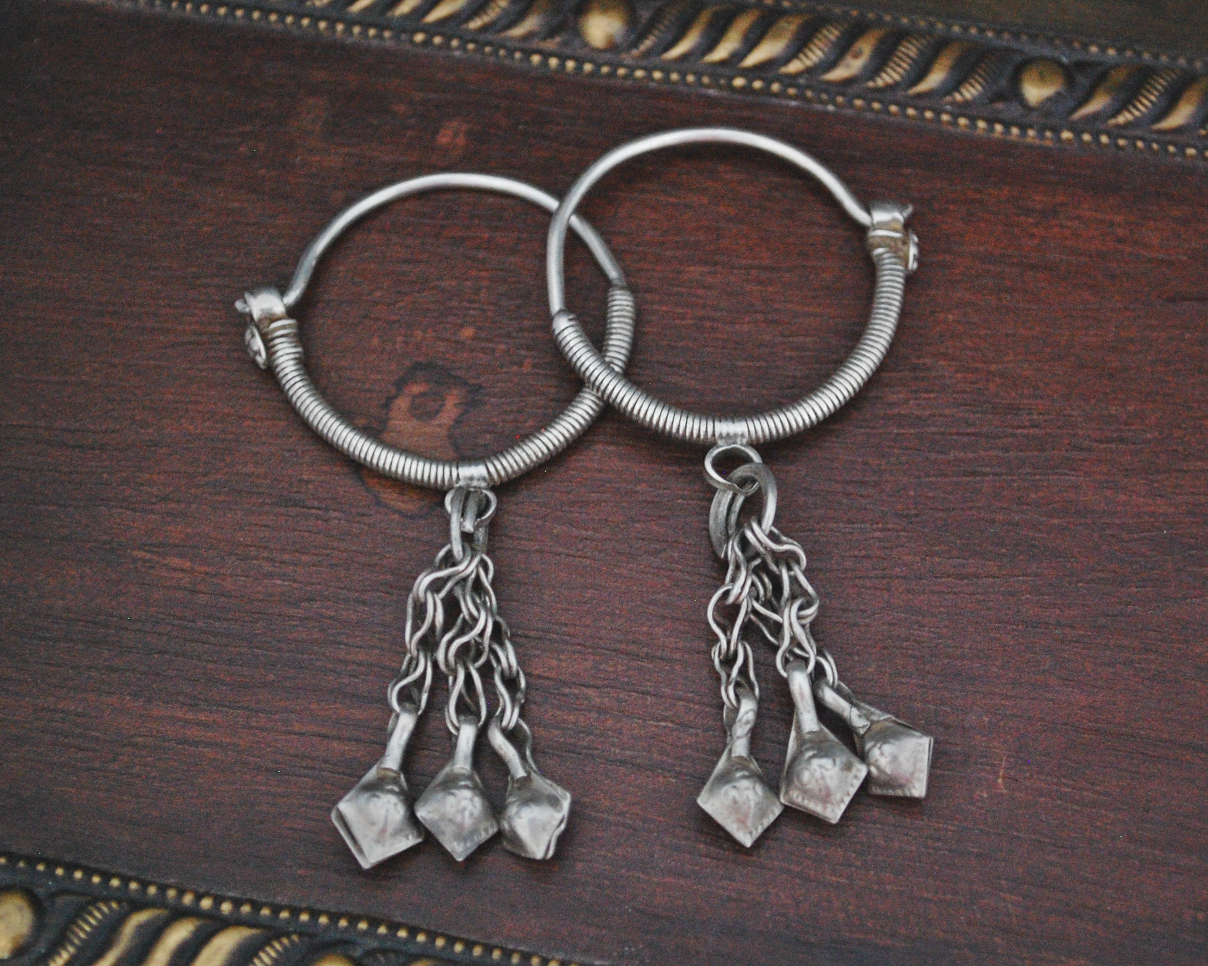 Afghani Hoop Earrings with Tassels