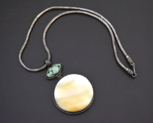 Ethnic Turquoise Mother of Pearl Snake Chain Necklace