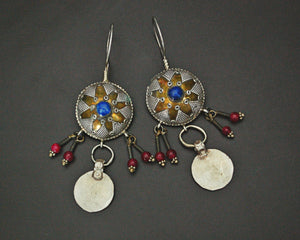 Kazakh Style Coin Earrings with Lapis Lazuli