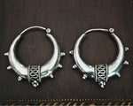 Ethnic Silver Spike Hoop Earrings - MEDIUM
