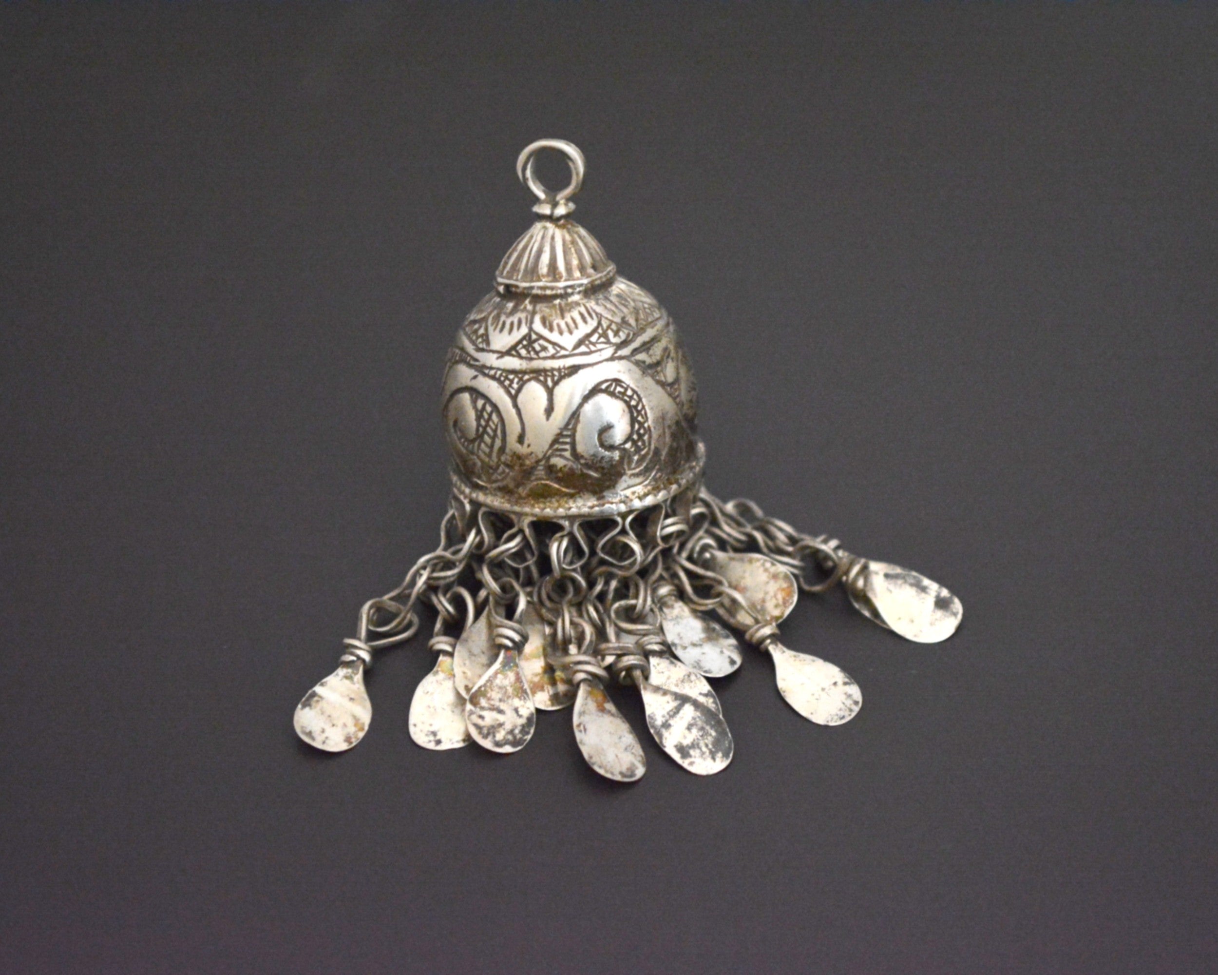 Old Uzbek Silver Tassel Pendant