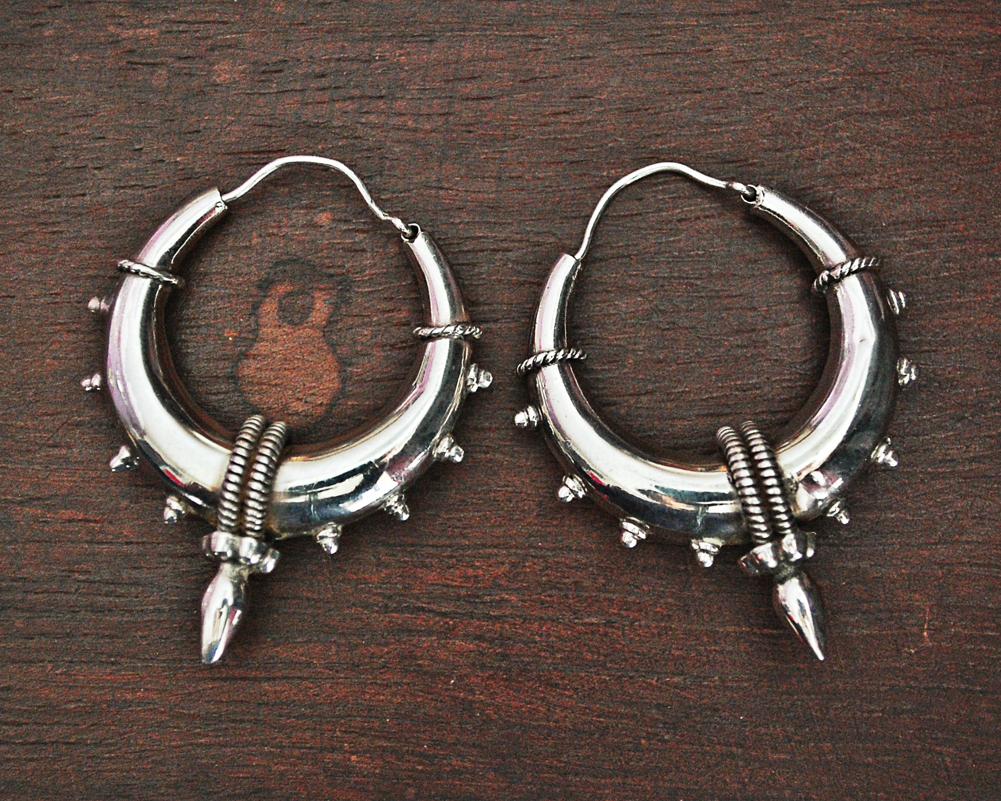 Ethnic Spike Hoop Earrings - Medium/Large