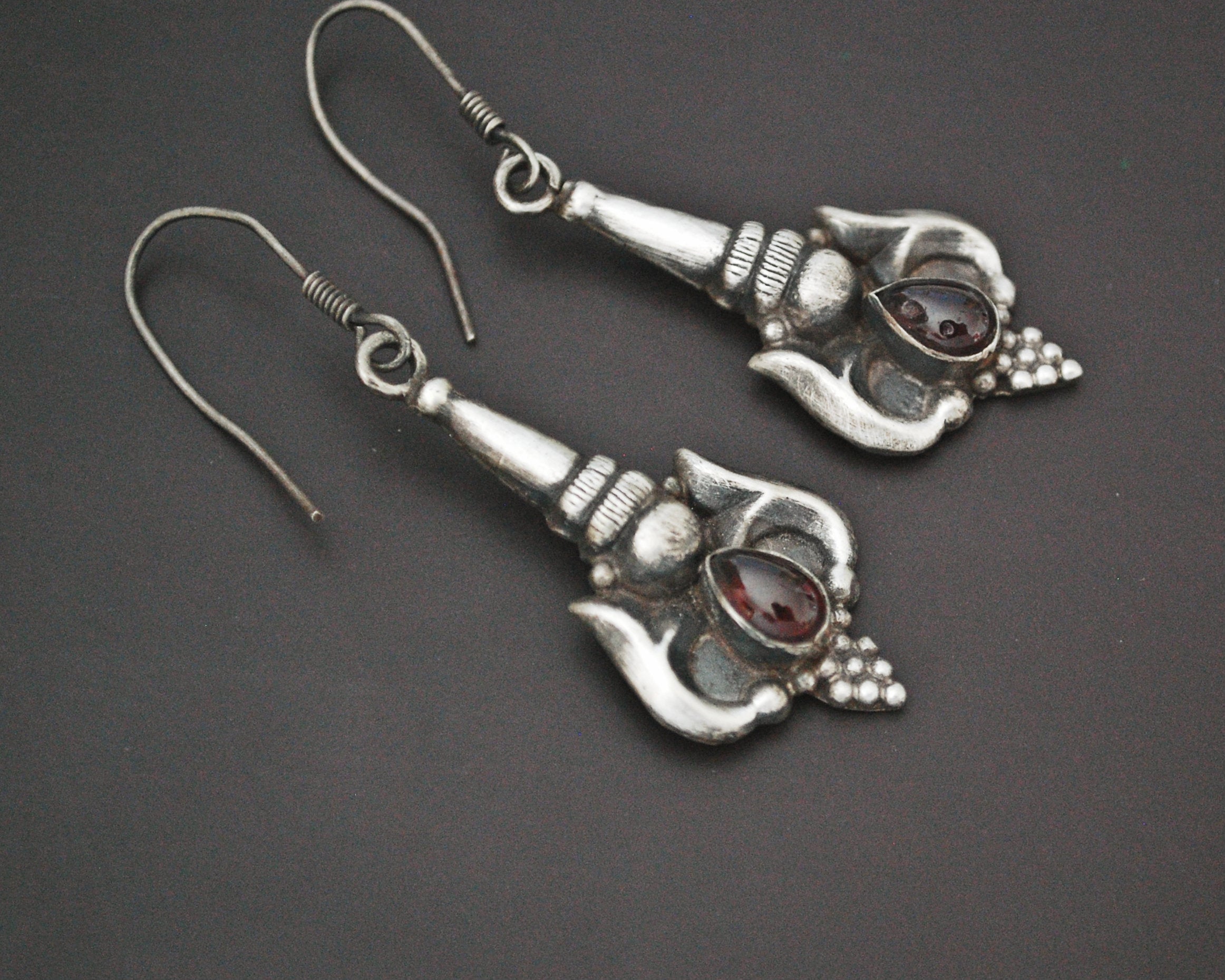 Ethnic Garnet Earrings from India