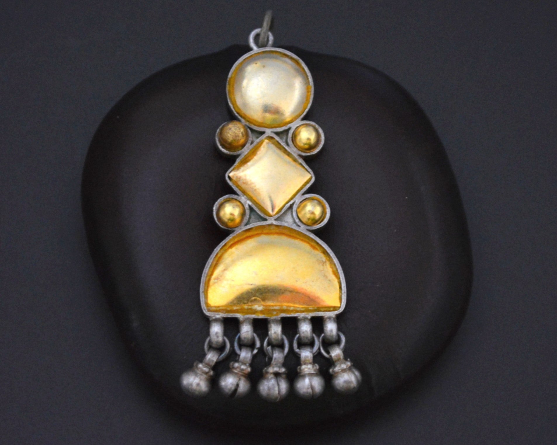 Rajasthani Silver Pendant with Gold Foil