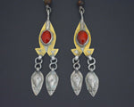 Long Turkmen Gilded Dangle Earrings with Glass