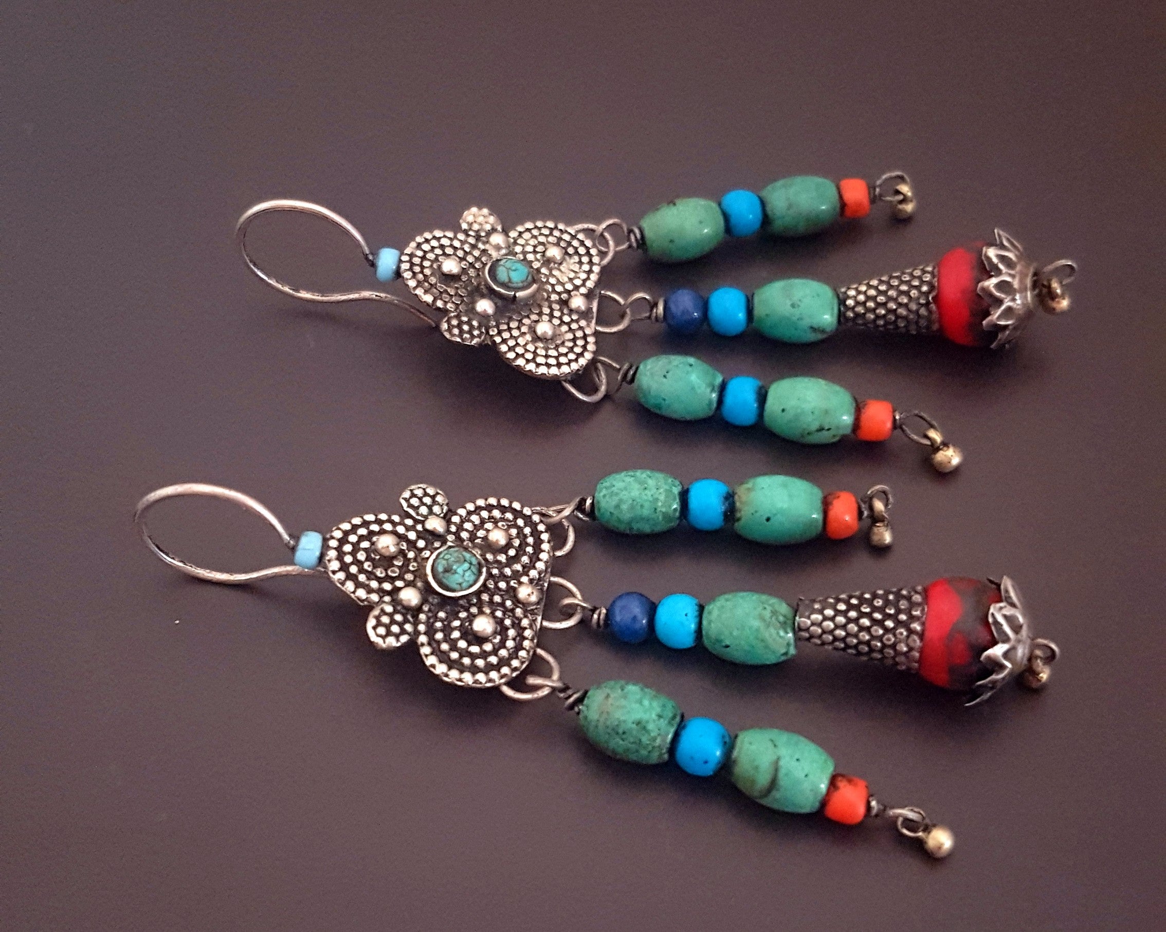 Uzbek Turquoise Dangle Earrings