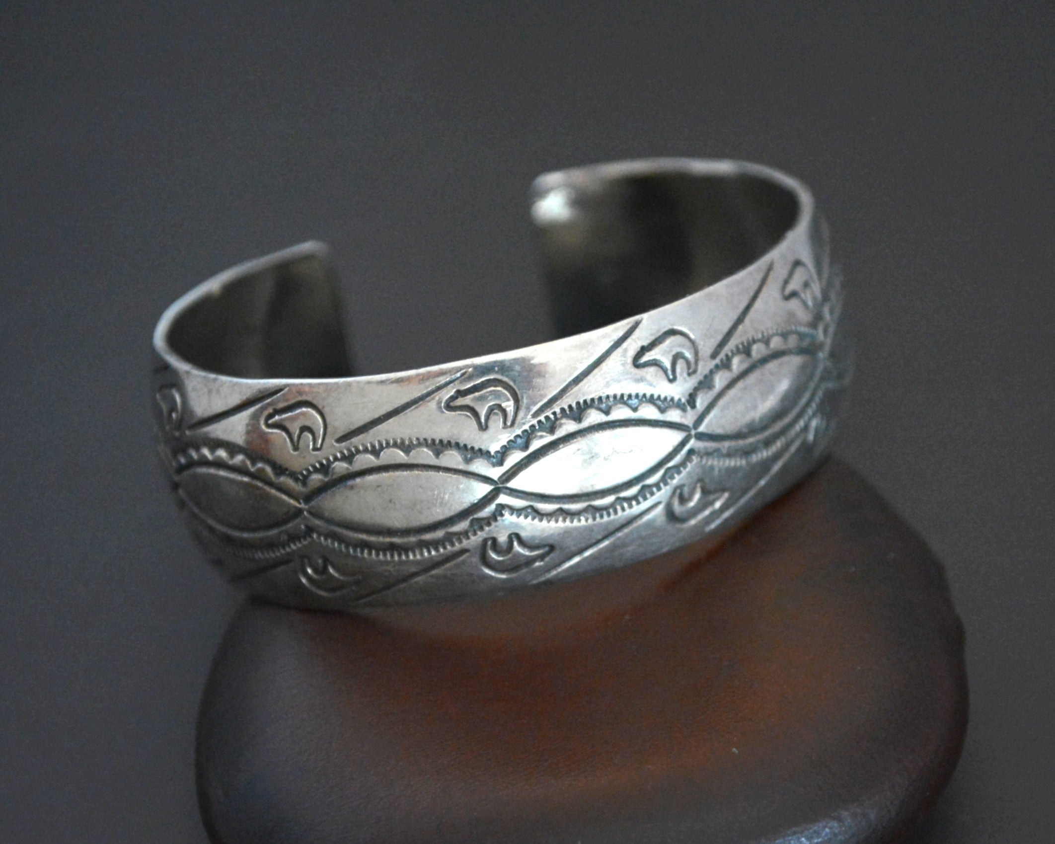 Navajo Stamped Sterling Silver Cuff Bracelet - SMALL
