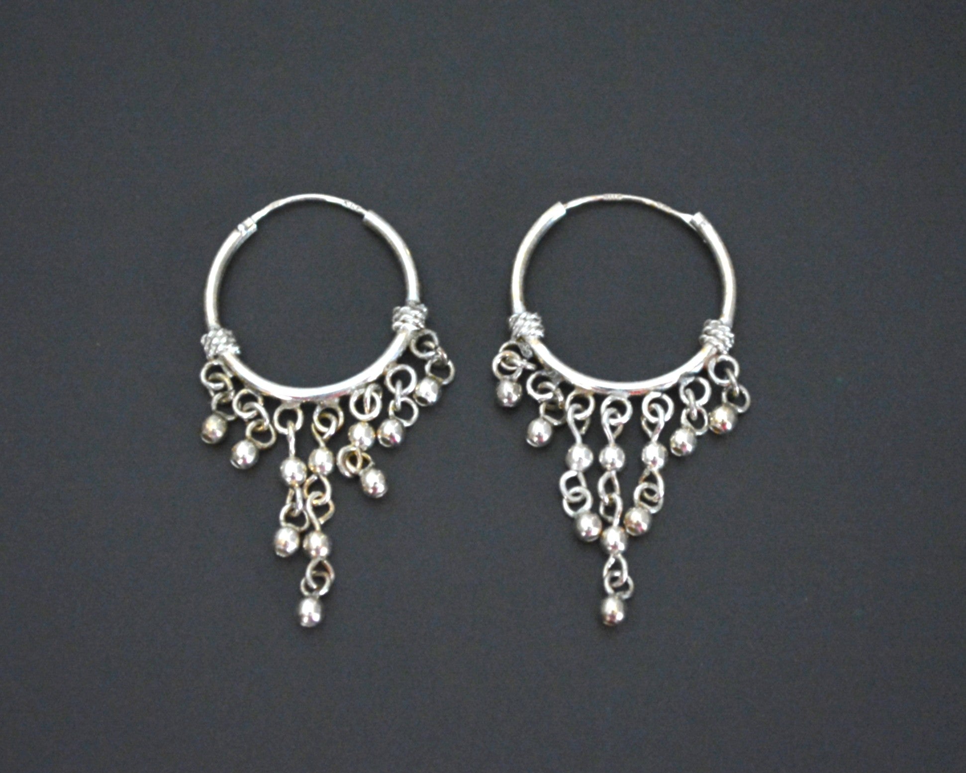 Ethnic Tassel Hoop Earrings - SMALL