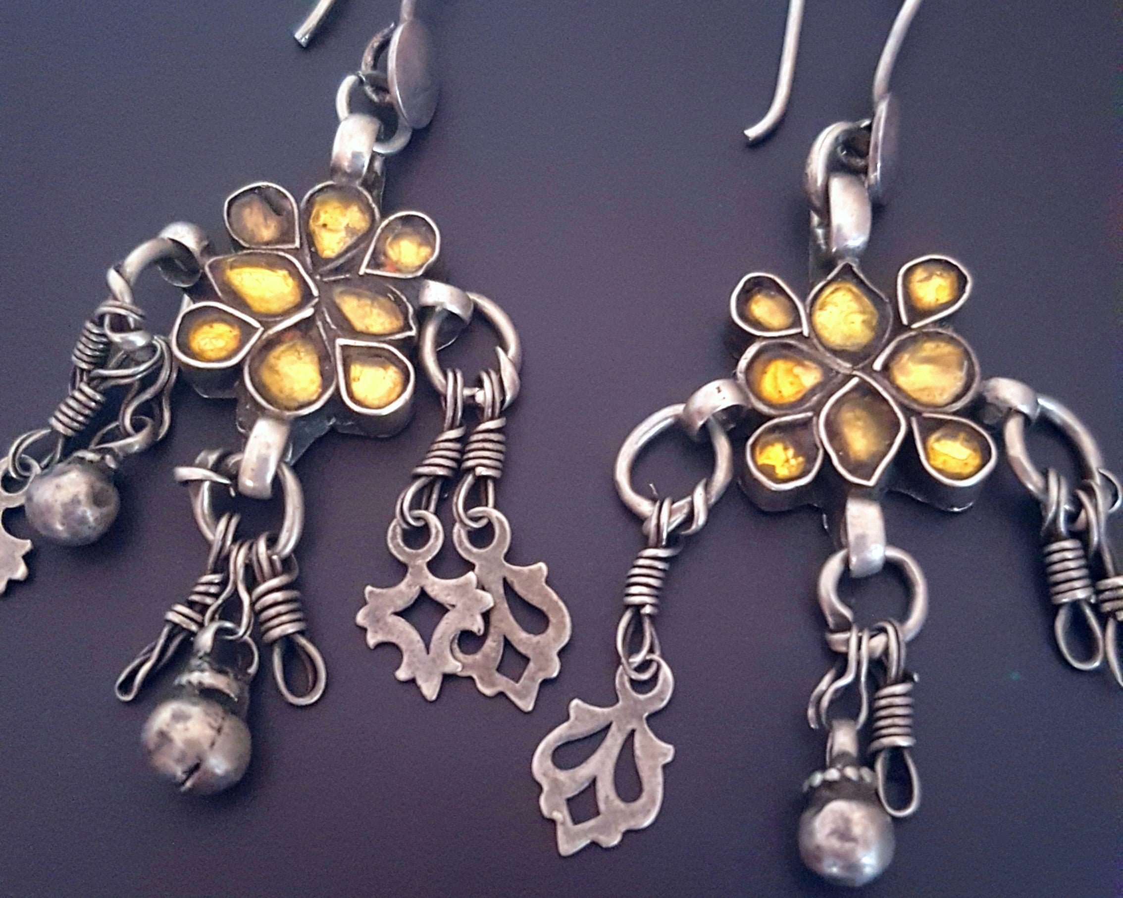 Rajasthani Earrings with Yellow Glass