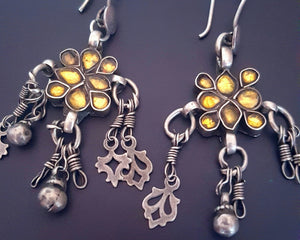 Rajasthani Earrings with Yellow Glass