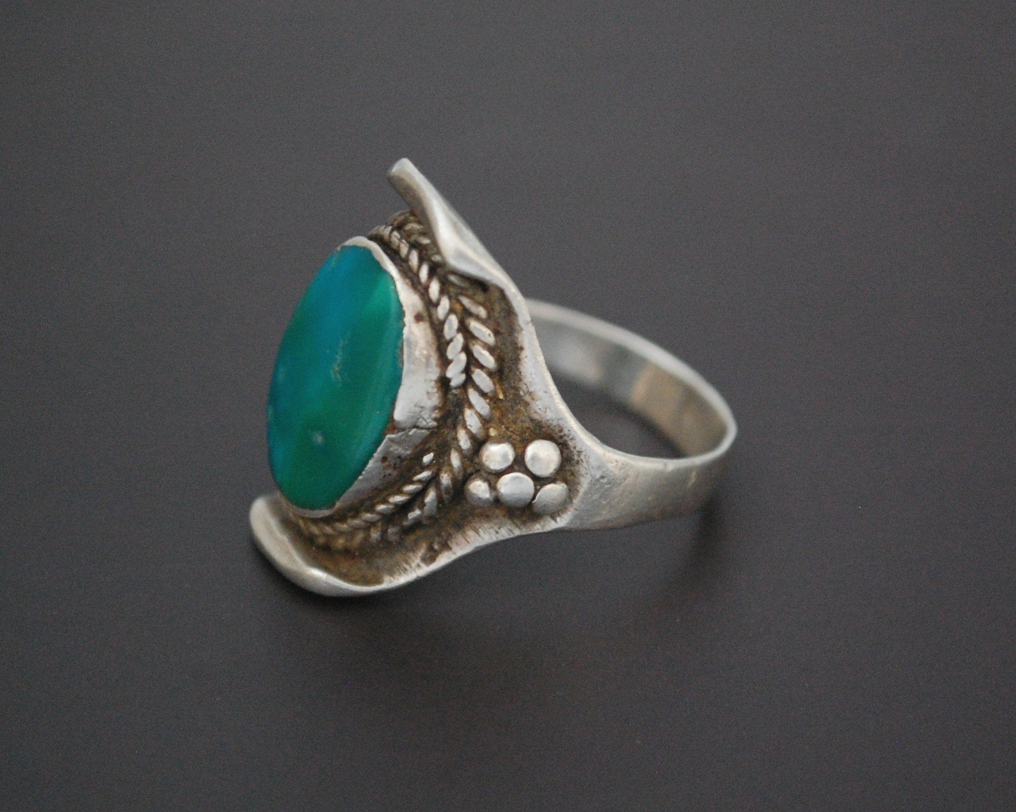 Nepali Turquoise Saddle Ring - Size 7.5