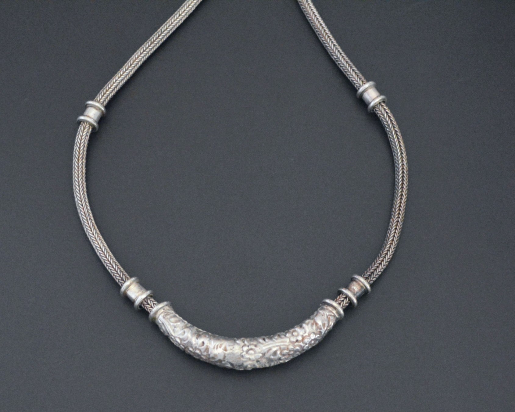 Bali Braided Snake Chain Necklace with Silver Parts