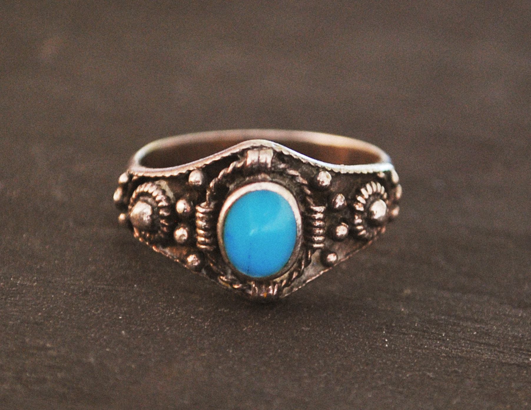 Ethnic Turquoise Ring  - Size 7 3/4