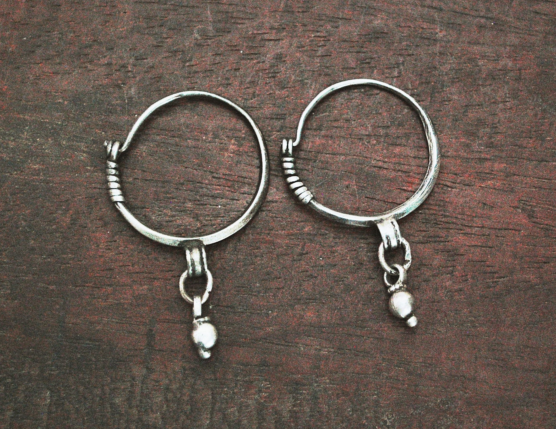 Antique Afghani Hoop Earrings with Bell