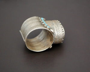 Antique Turkmen Ring with Turquoises - Size 9 / 9.5