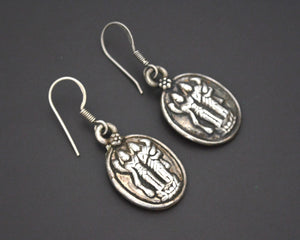 Hindu Amulet Silver Dangle Earrings