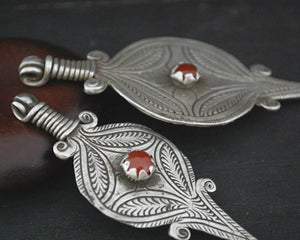 Tribal Indian Silver Pendant with Carnelian - Small and Large