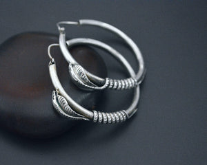 Vintage Sterling Silver Cobra Hoop Earrings