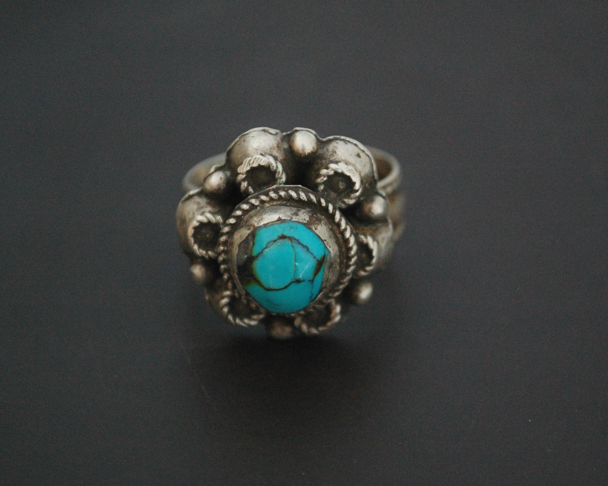 Antique Afghani Turquoise Ring - Size 6.75