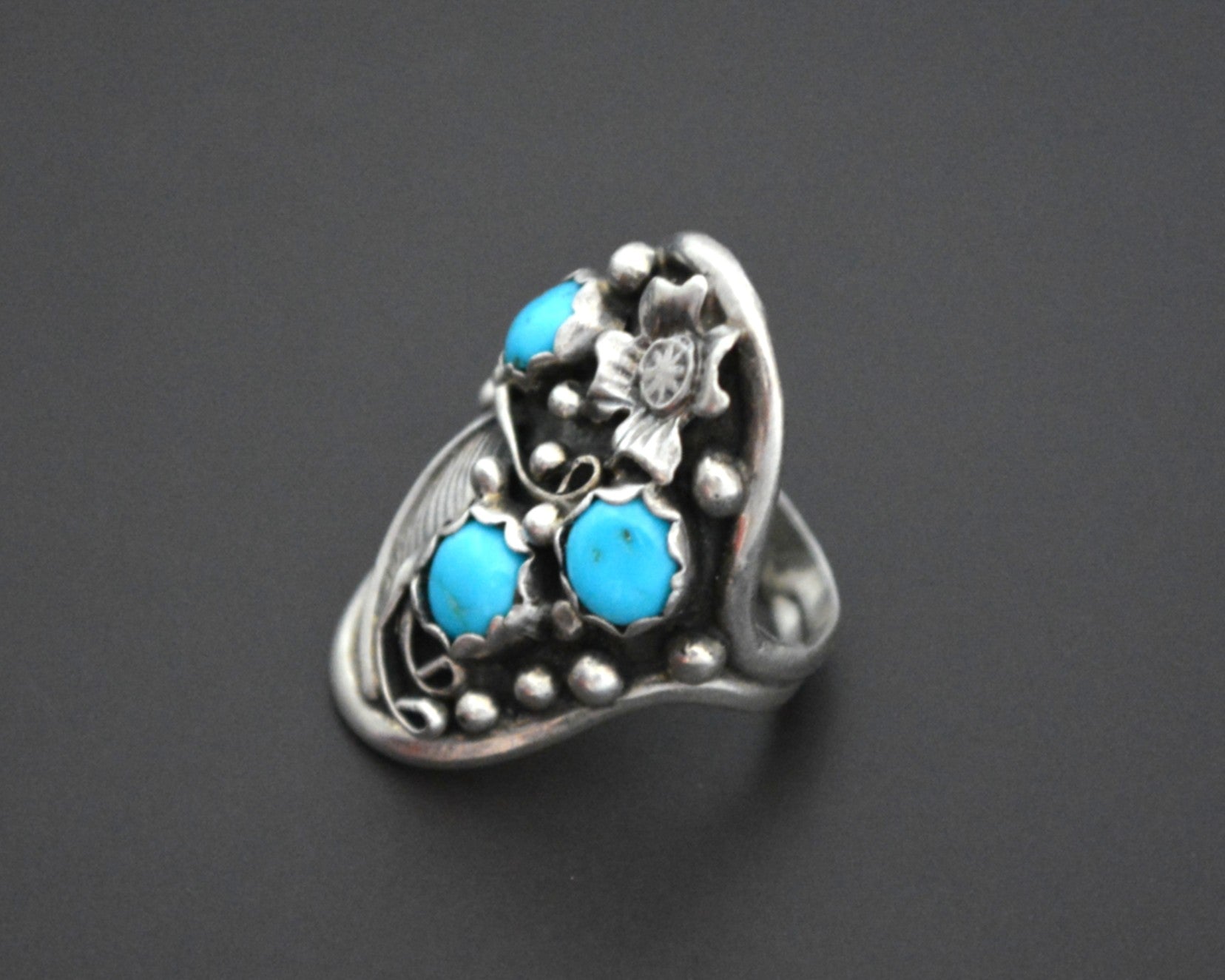 Navajo Turquoise Feather Ring - Size 6