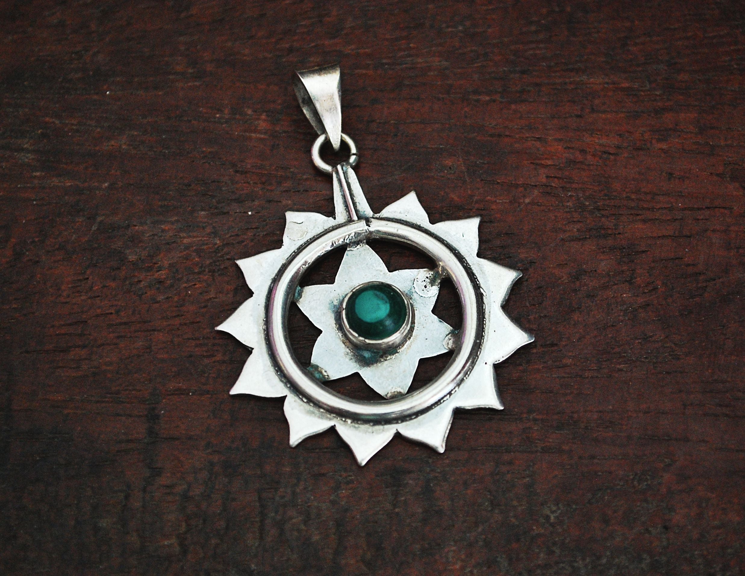 Sun and Star Malachite Pendant