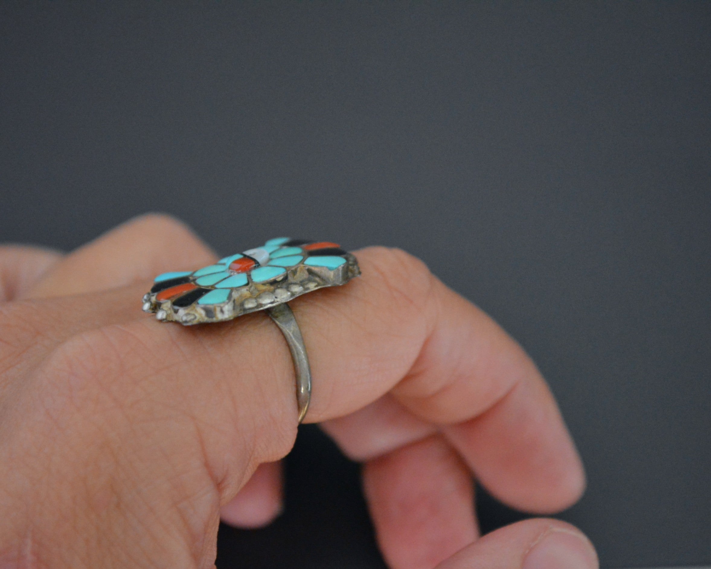 Zuni Sunface Multistone Ring - Size 6.5