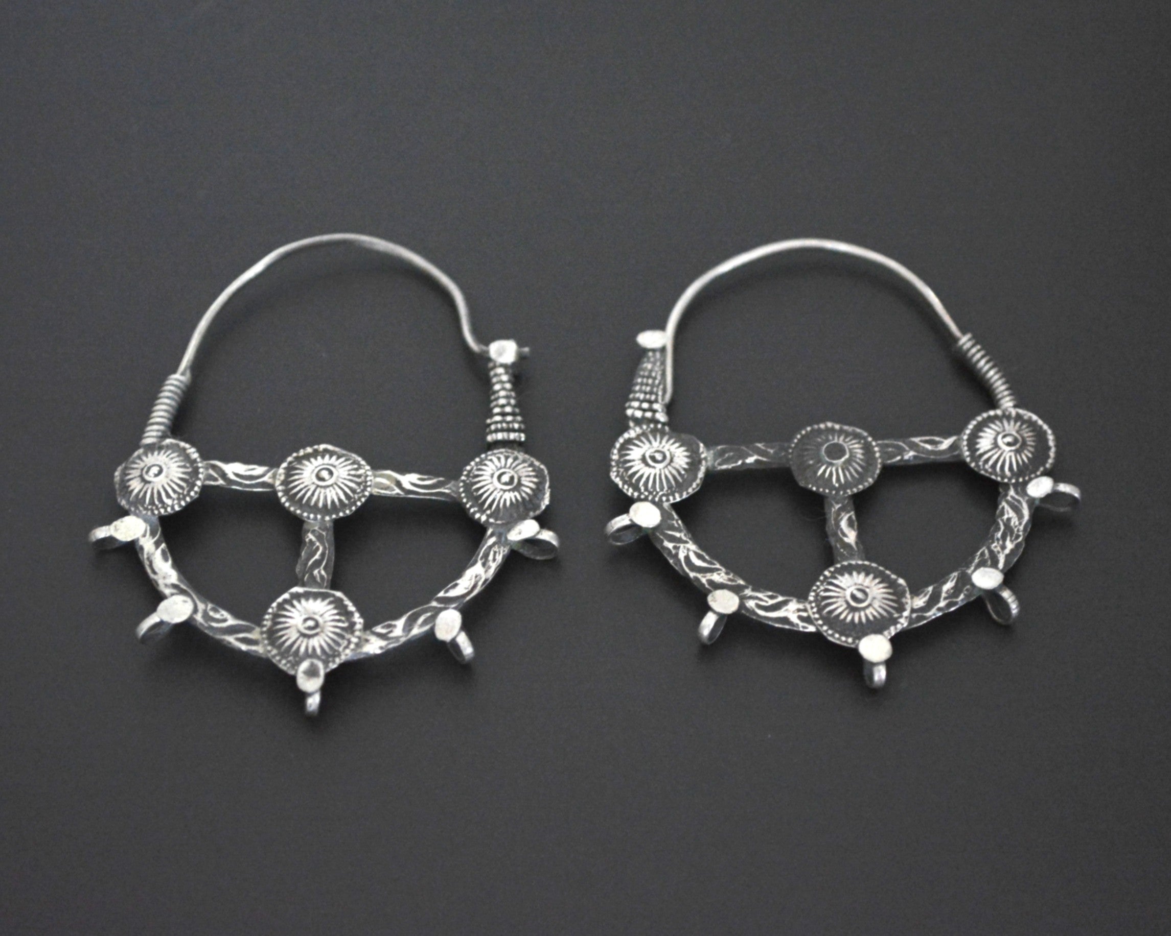 Afghani Tribal Hoop Earrings with Discs