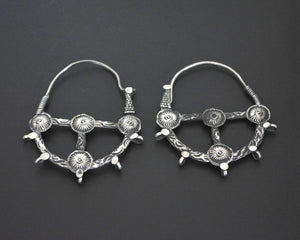 Afghani Tribal Hoop Earrings with Discs